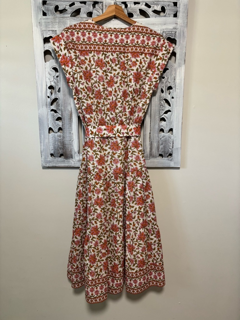 NEW VERONICA BEARD Lexington Pink Floral Cotton-seersucker Midi Dress - Picture 10 of 14